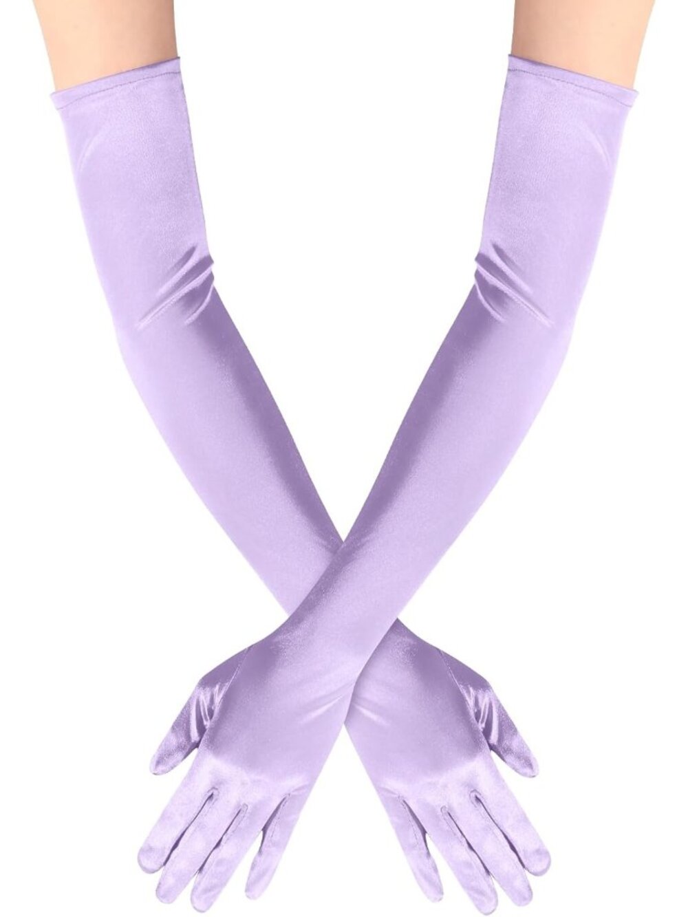 Women Light Purple Long Opera Elbow Length 1920s Halloween Cosplay Bridal Gloves
